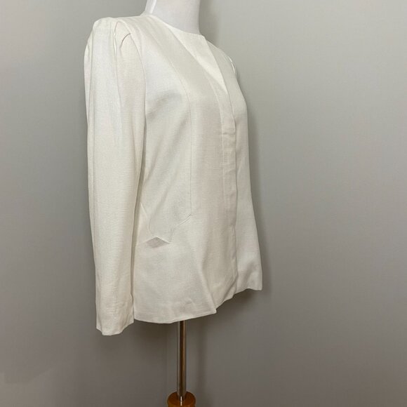 Albert Nipon Women’s Vintage Cream White Linen-Blend Suit Jacket Blazer - Picture 3 of 9